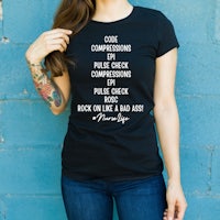 a black women's t - shirt that says code compassions