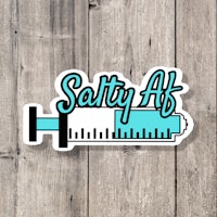 a sticker with the words salty af on it