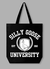 silly goose university tote bag