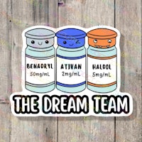a sticker with the words dream team on it