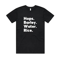 hops, barley, water, rice t-shirt