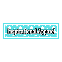 an inspirational apparel banner with clouds on it