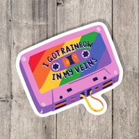 i got a rainbow in my veins cassette sticker