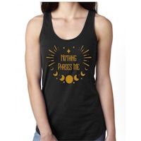 a women's tank top that says praying press me