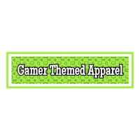 a green banner that says game themed apparel
