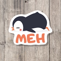 a penguin sticker with the word hem on it