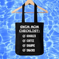 swim mom checklist tote bag