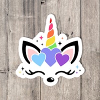 a sticker with a unicorn head on it