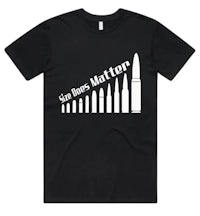 a black t - shirt with the words'shoots matter'on it