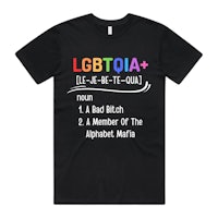 a black t - shirt that says lgbtia plus