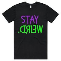 a black t - shirt with the word yat weird on it