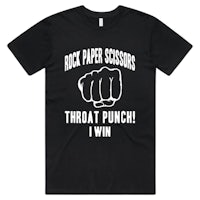 rock paper scissors throat punch i win t-shirt