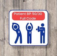 patient bp 50/30 full code