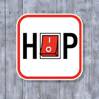 a sign with the word hop on it