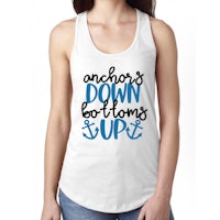 anchor's down bottoms up racerback tank top