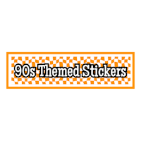 90's themed stickers on a black background