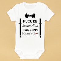 a baby bodysuit that says future ladies man current mama's day