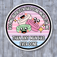 a sticker that says 900 protein has more for me than any man has ever done