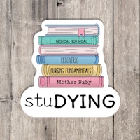 a stack of books with the words studying on them