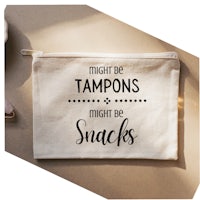 might be tampons might be snacks zipper pouch