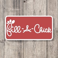 a red sign with the words fill & chick on it