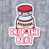 a sticker with the words drop the beat on it