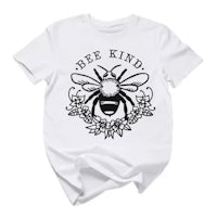 a white t - shirt that says be kind
