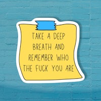take a deep breath and remember who the fuck you are sticker