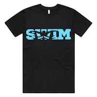 a black t - shirt with the word swim on it