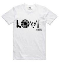 a white t - shirt with the word love on it