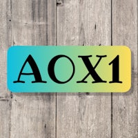 a sticker with the word axo1 on it